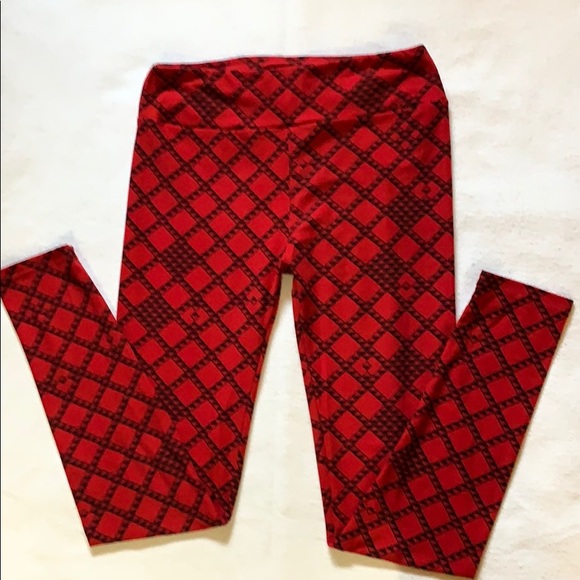 LuLaRoe Leggings One Size Red & Black - Picture 8 of 8